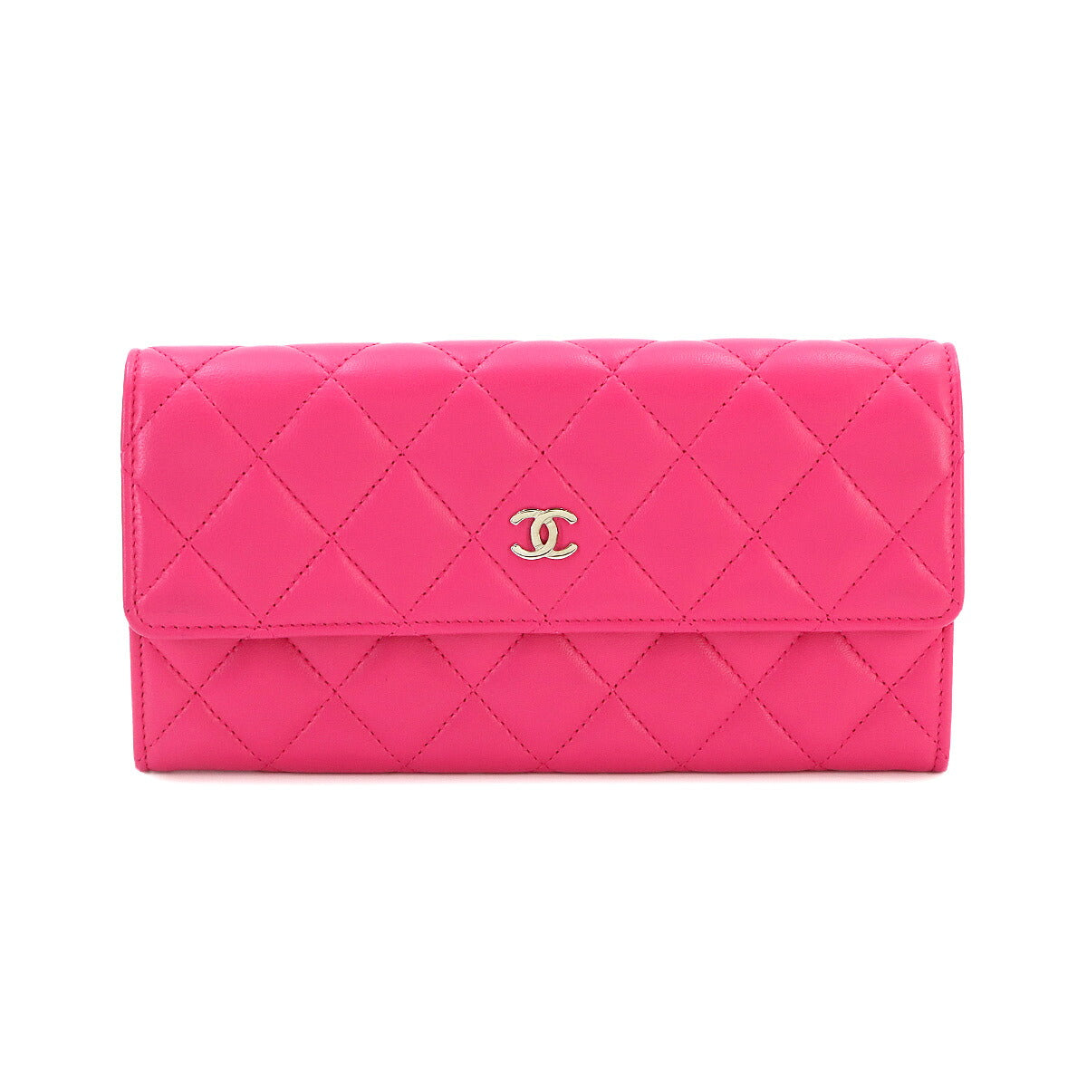 Matelasse Long Wallet Leather Pink A50096 Purse