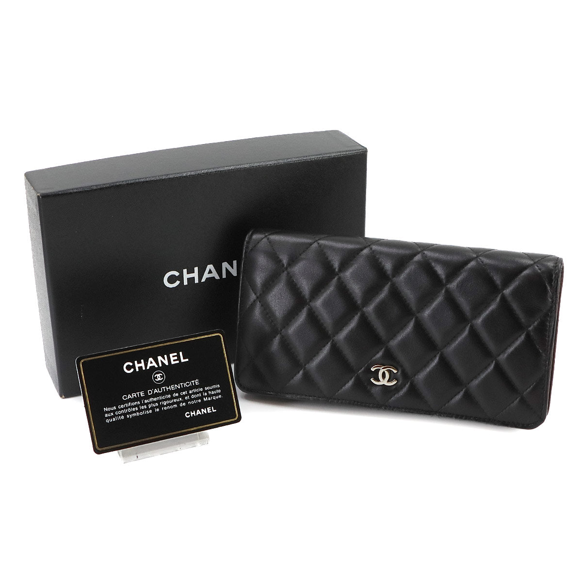 Timeless Classic Matelasse Long Wallet Leather Black A31509