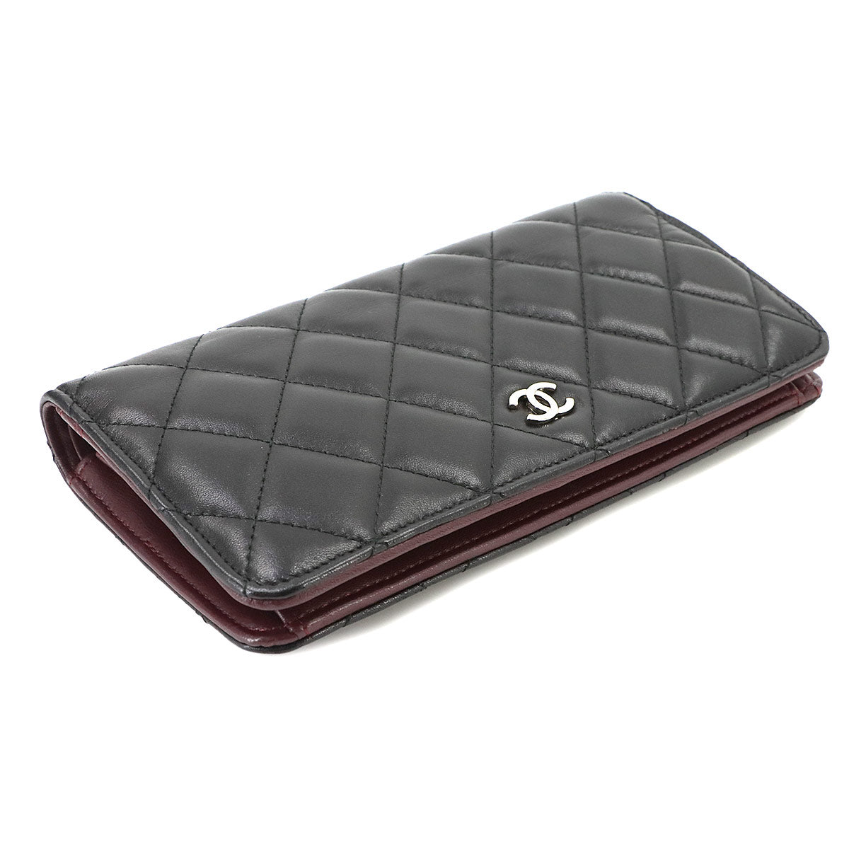 Timeless Classic Matelasse Long Wallet Leather Black A31509