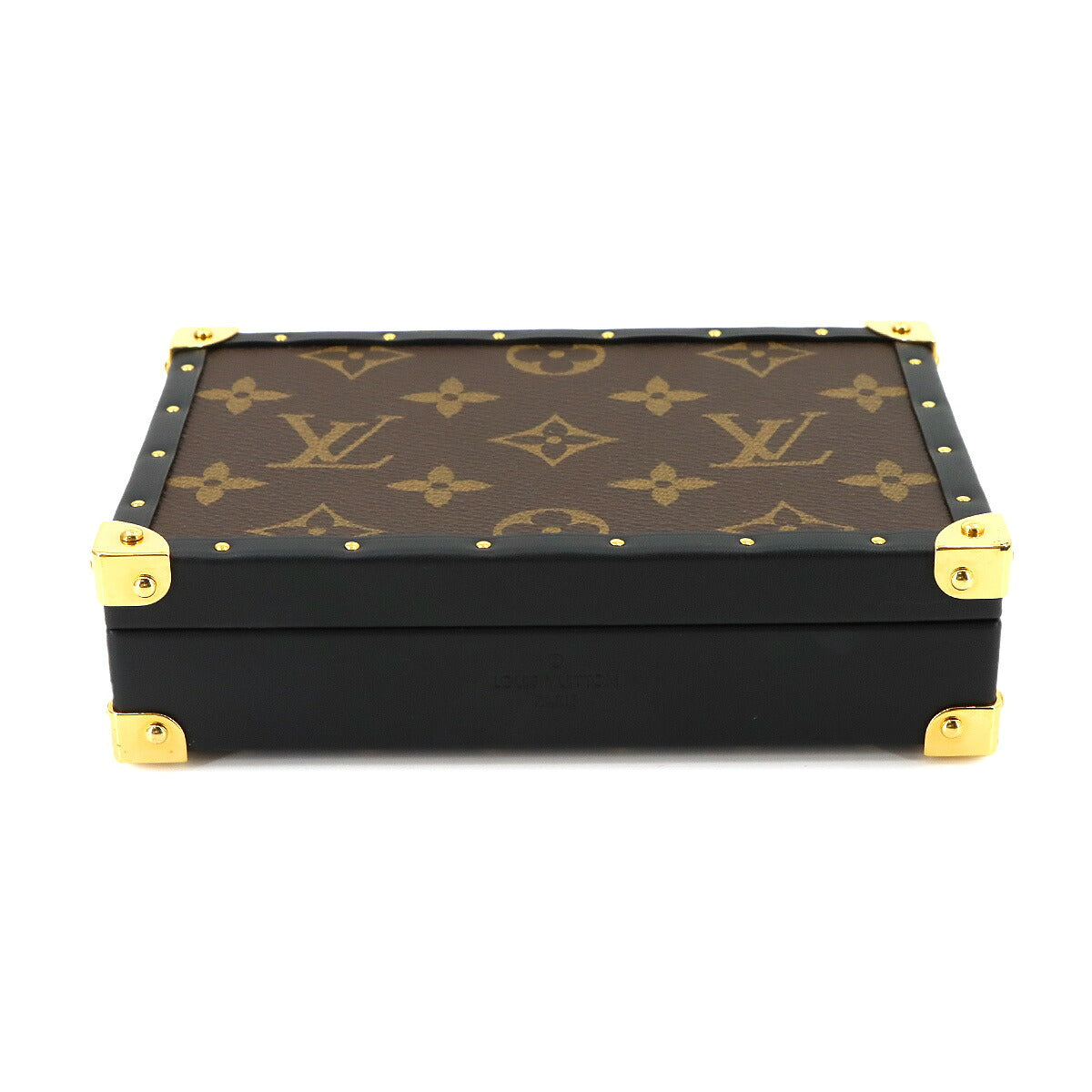 Monogram Jewelry Box Trunk Wood Velvet Brown GI0555
