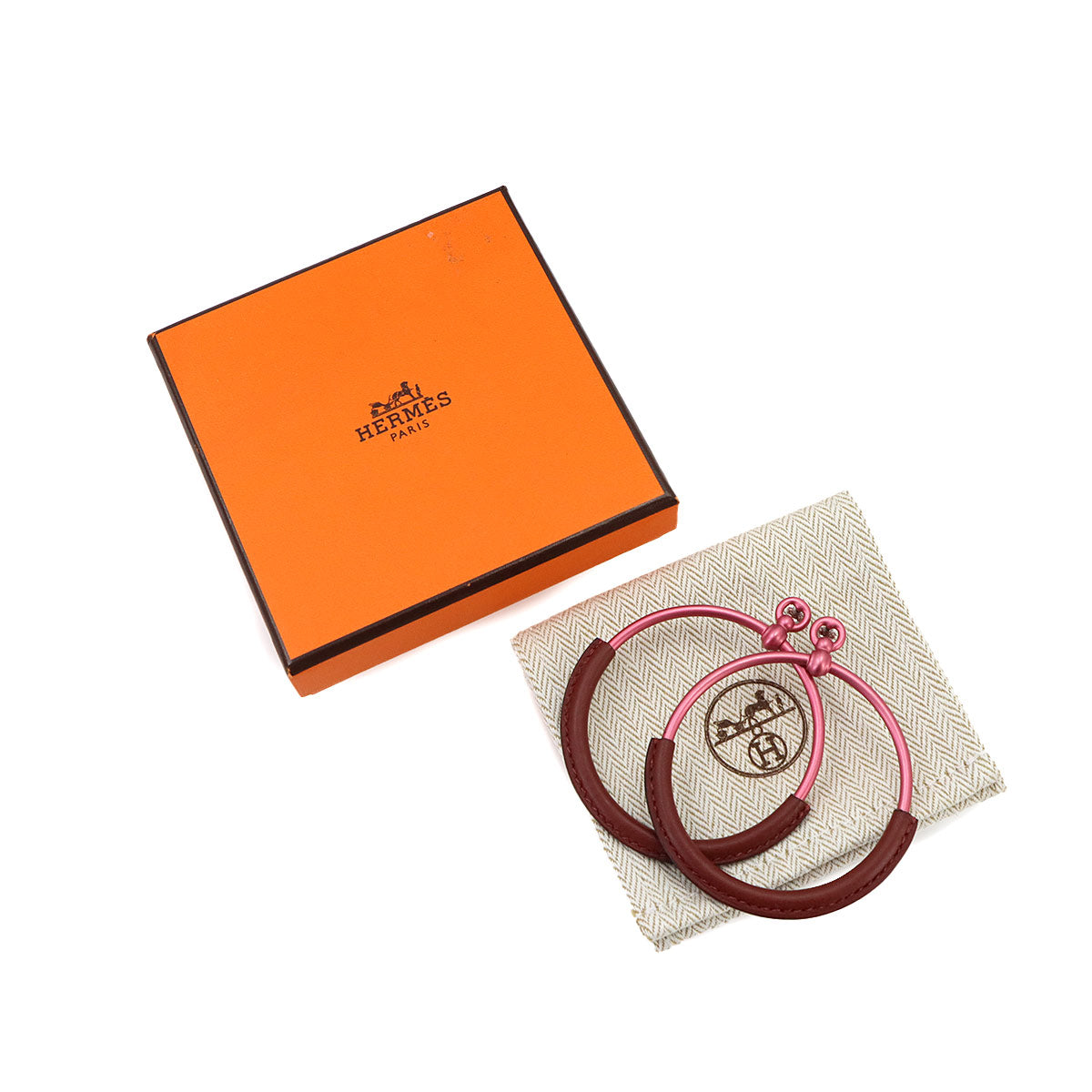 Loop GM Earrings Veau Swift Rouge H Pink Accessory