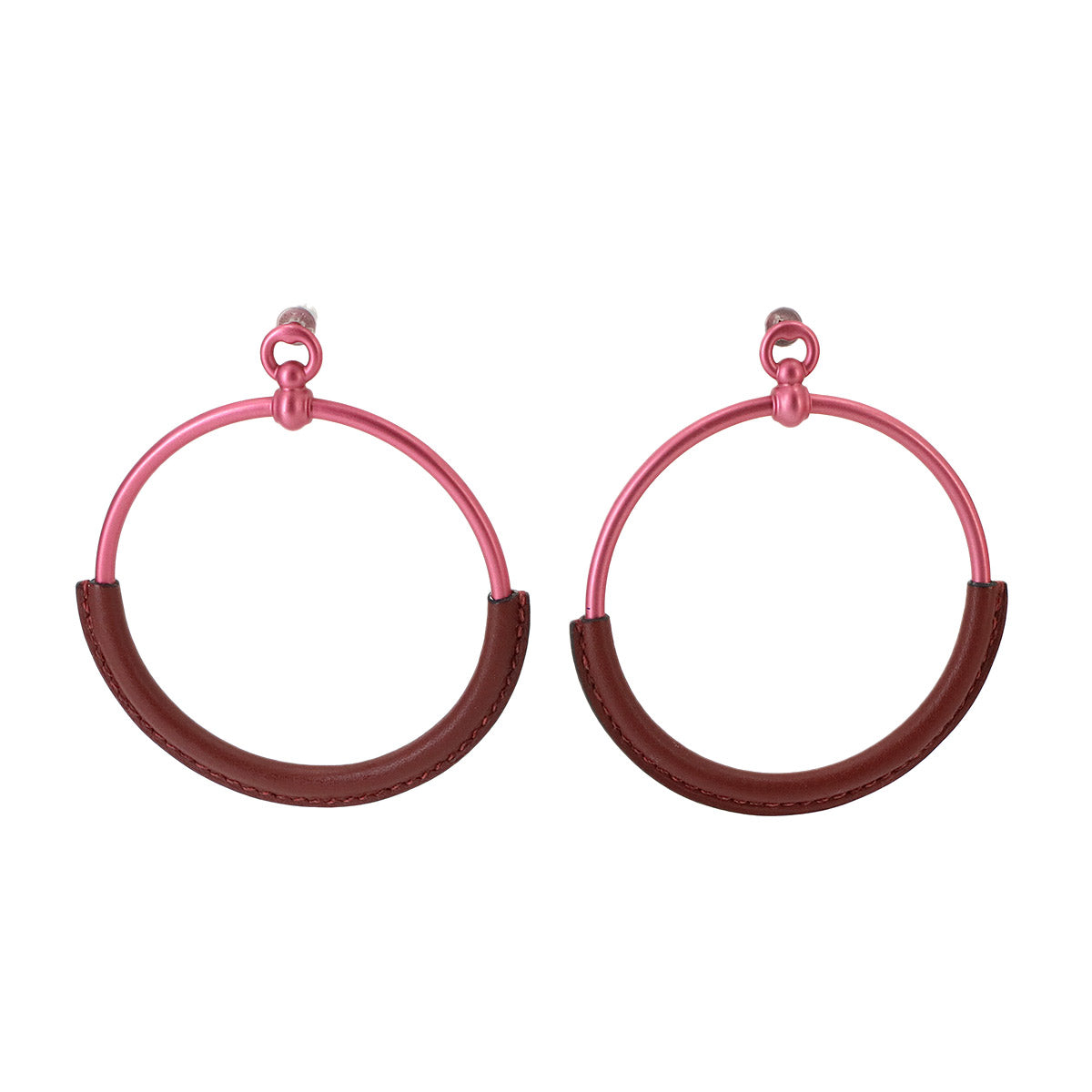 Loop GM Earrings Veau Swift Rouge H Pink Accessory