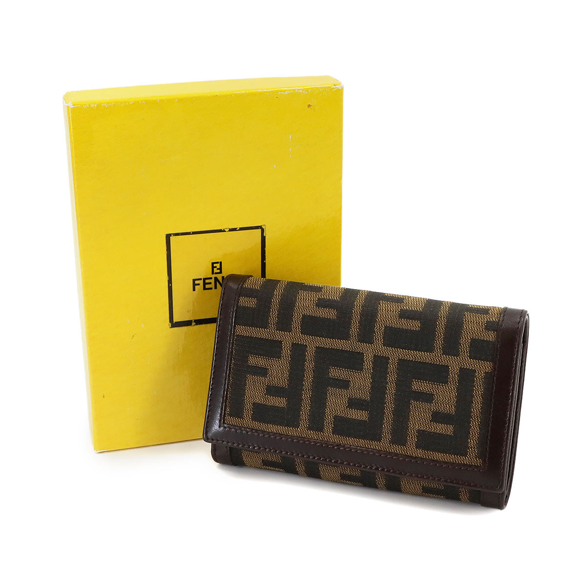 Zucca Long Wallet Canvas Leather Brown Purse