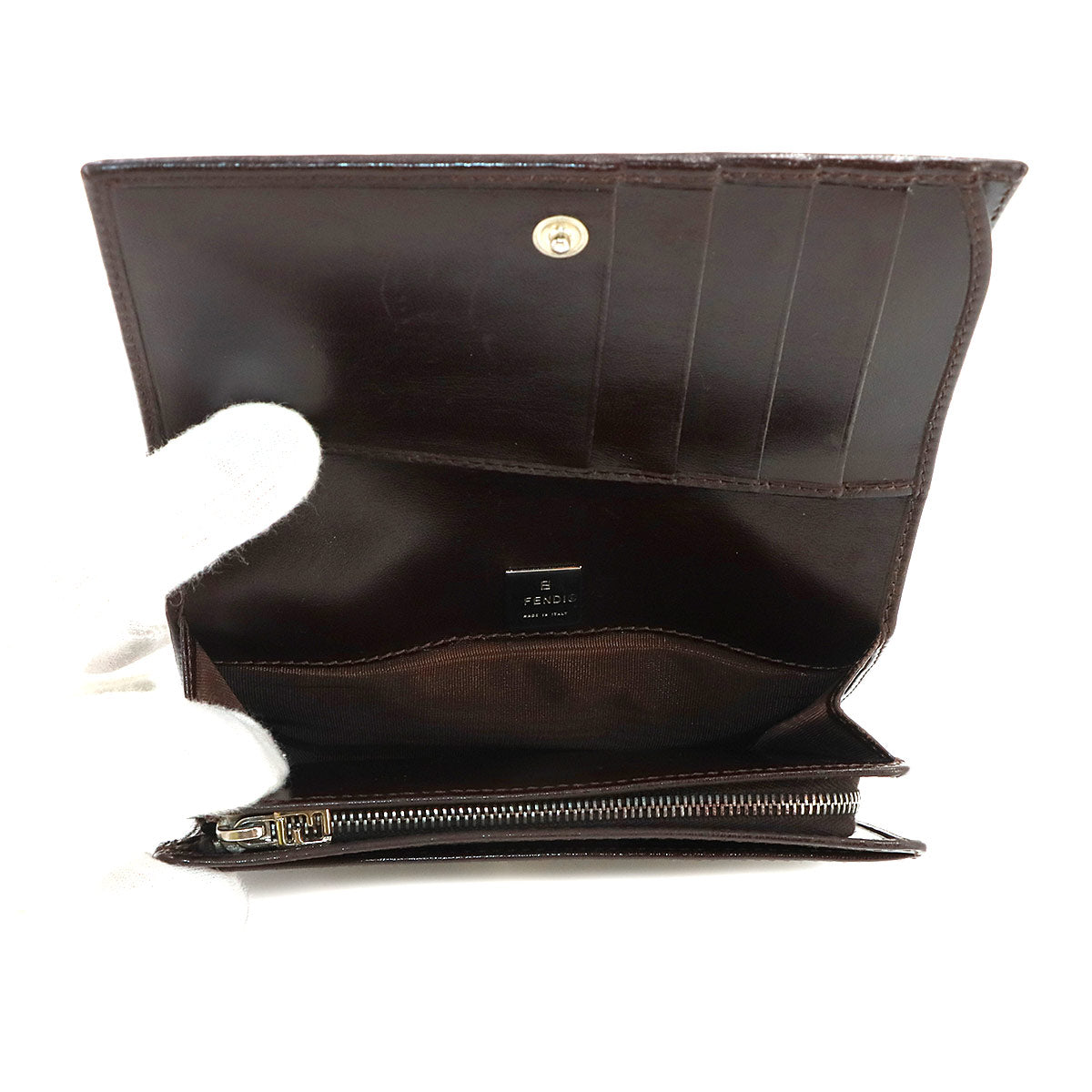 Zucca Long Wallet Canvas Leather Brown Purse