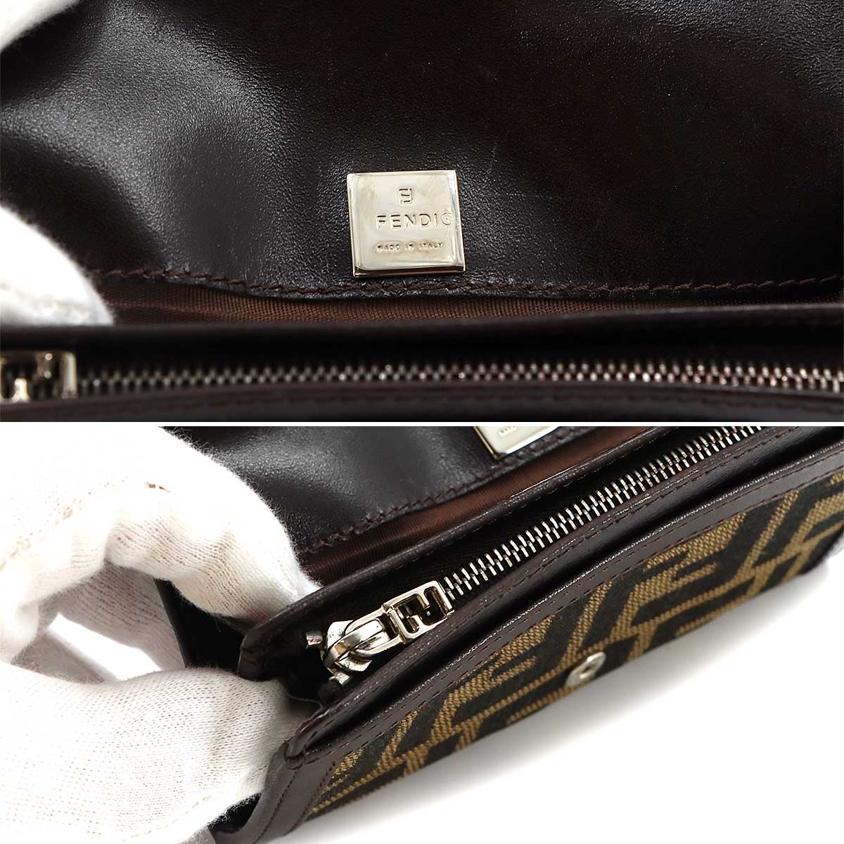 Zucca Long Wallet Canvas Leather Brown Purse
