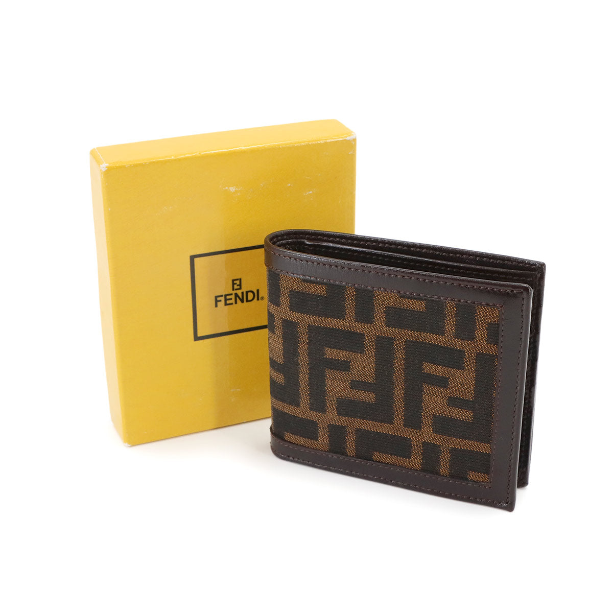 Zucca Compact Wallet Canvas Leather Brown 01445 Purse