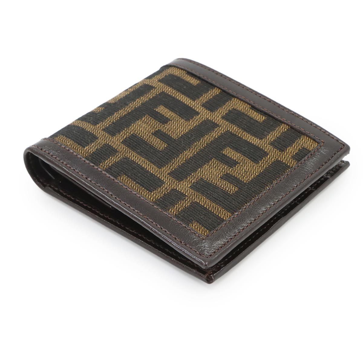 Zucca Compact Wallet Canvas Leather Brown 01445 Purse
