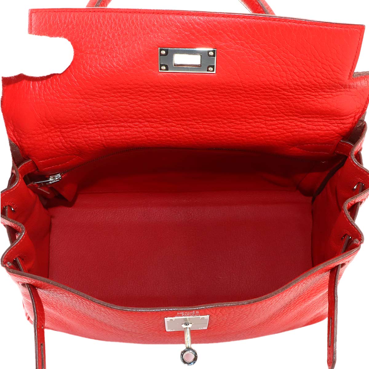 Kelly 28 Taurillon Clemence Red 2way Hand Shoulder Bag