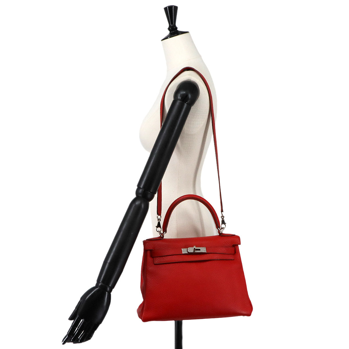 Kelly 28 Taurillon Clemence Red 2way Hand Shoulder Bag
