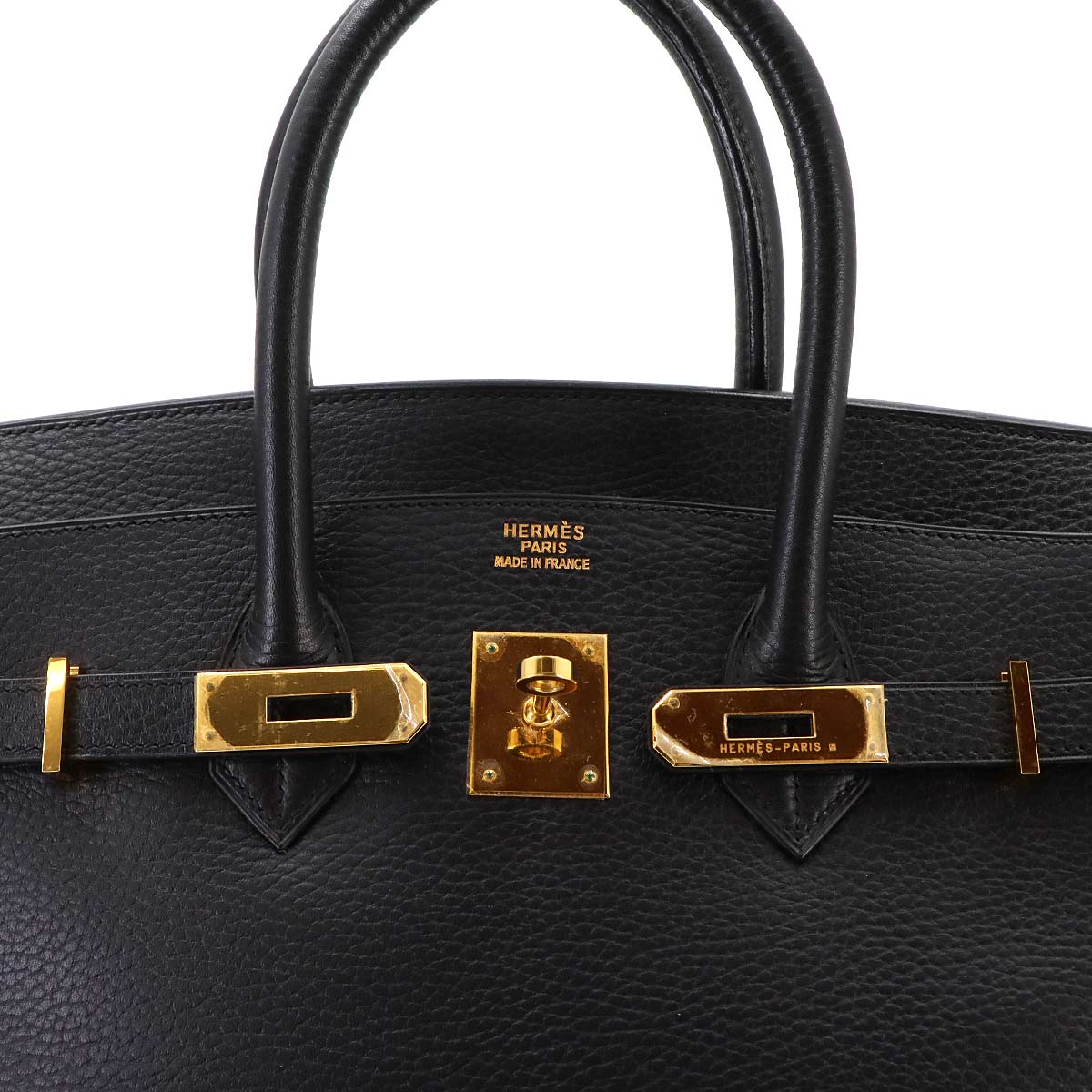 Birkin 35 Ardennes Leather Black Hand Bag Purse