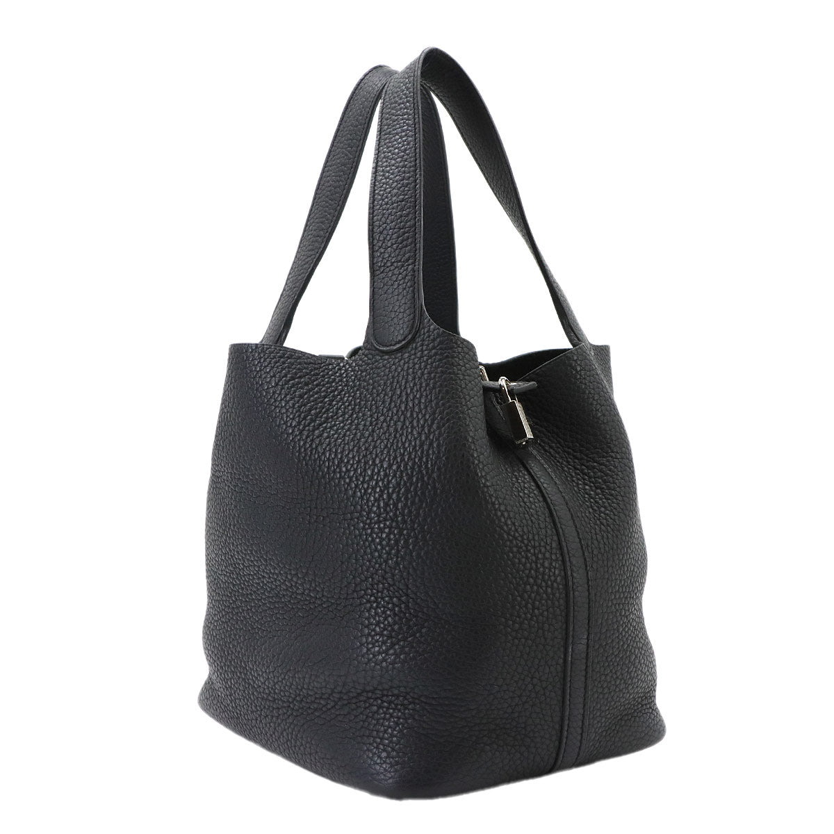 Picotin Lock MM Hand Bag Taurillon Clemence Black Purse