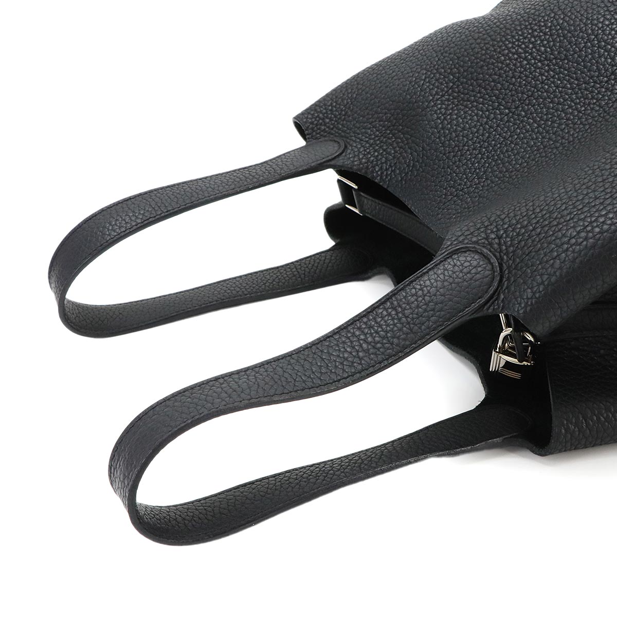 Picotin Lock MM Hand Bag Taurillon Clemence Black Purse