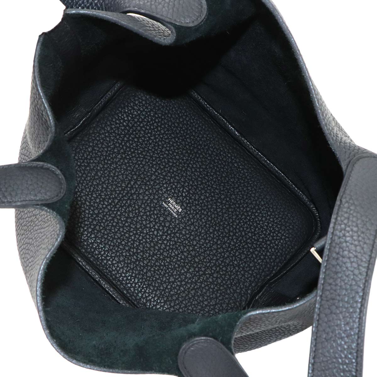 Picotin Lock MM Hand Bag Taurillon Clemence Black Purse