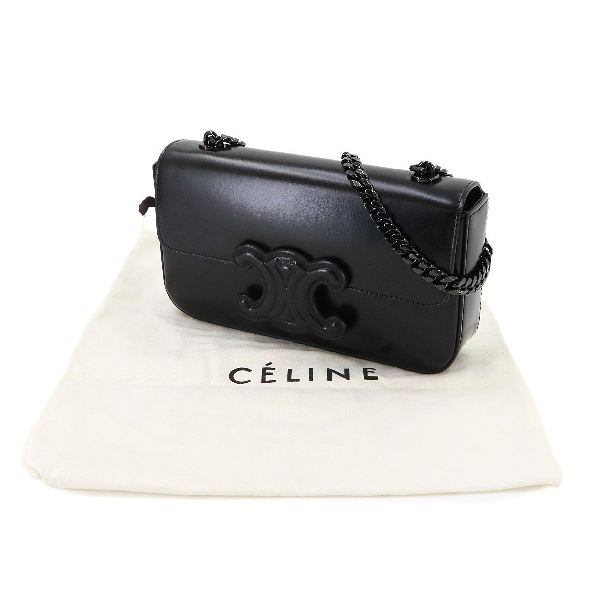 Cuir Triomphe Chain Shoulder Bag Leather Black 199243BF4 Purse