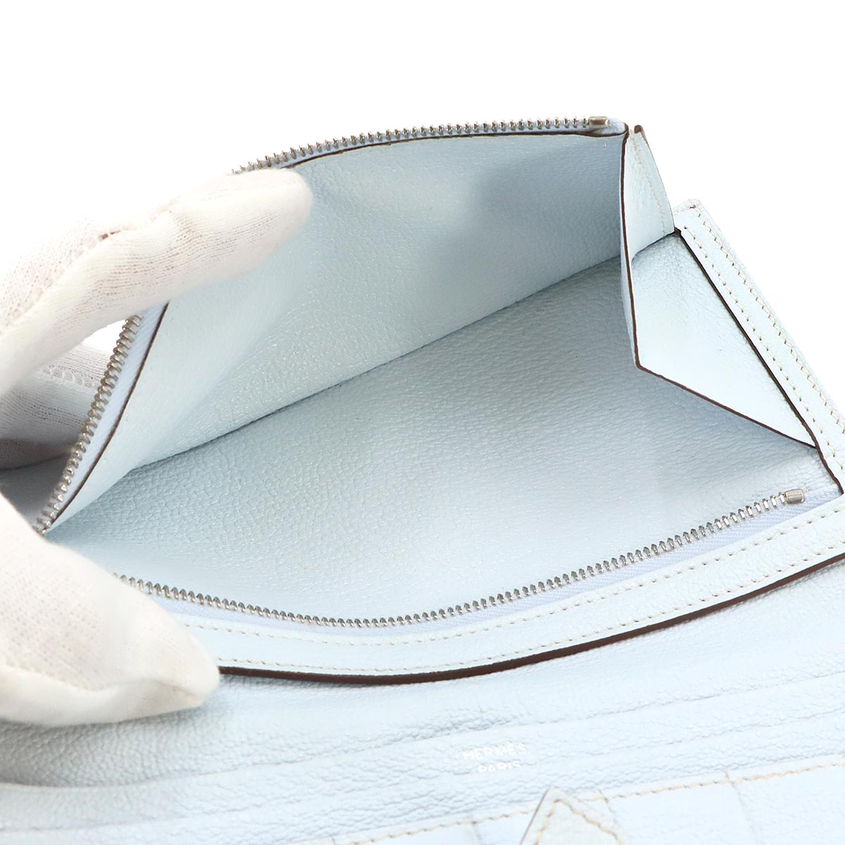 Bearn Souffle Long Wallet Veau Epsom Blue brume Purse