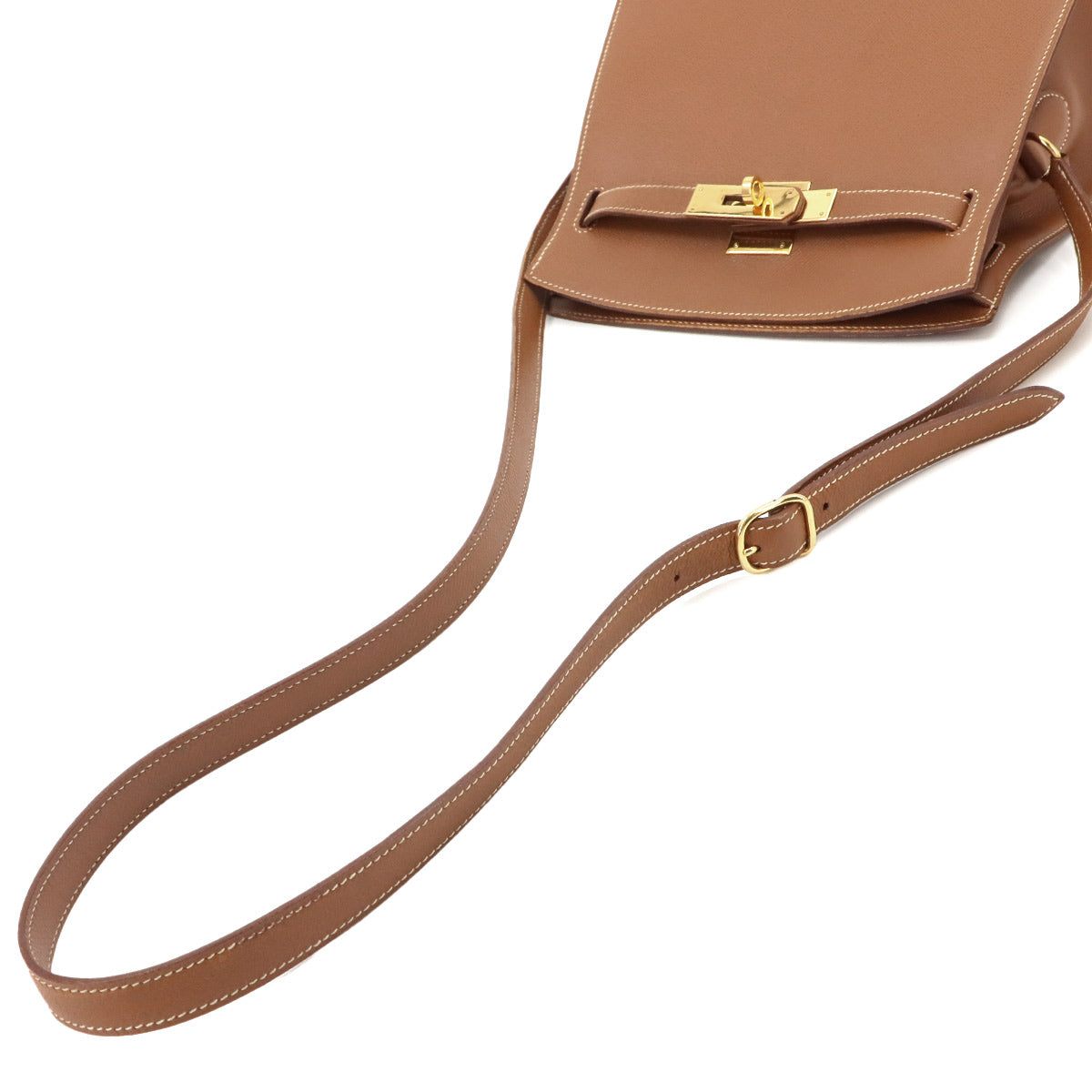 HERMES Kelly Sport MM Shoulder Bag Couchevel Epsom Gold Vintage Purse