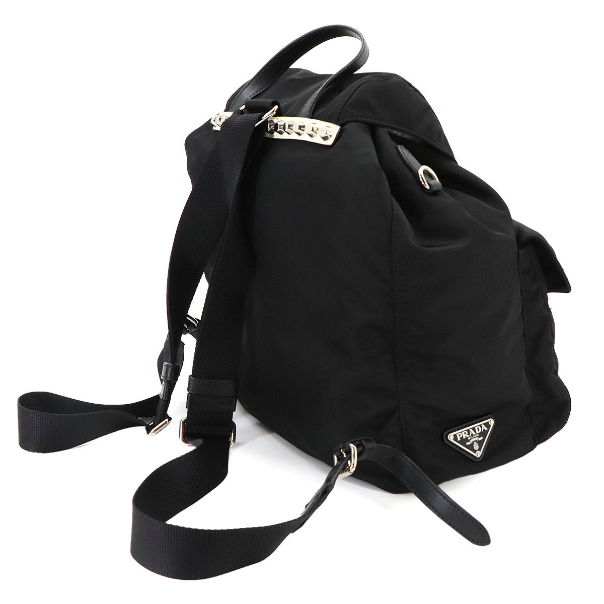 Backpack Studs Nylon Leather Nero Black 1BZ811 Purse