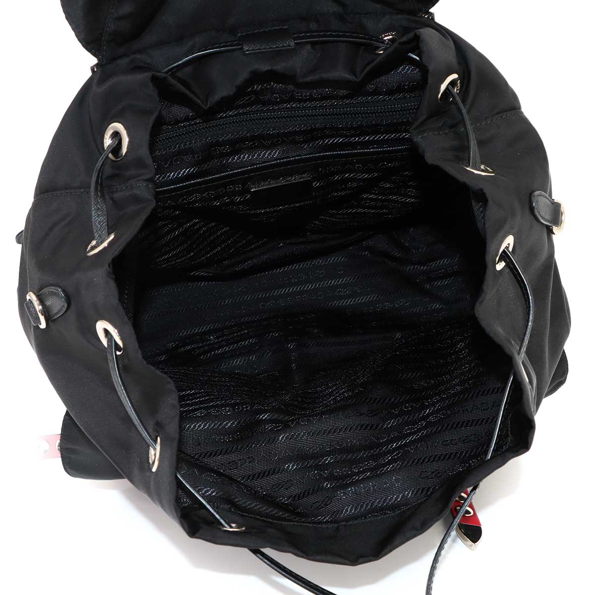 Backpack Studs Nylon Leather Nero Black 1BZ811 Purse