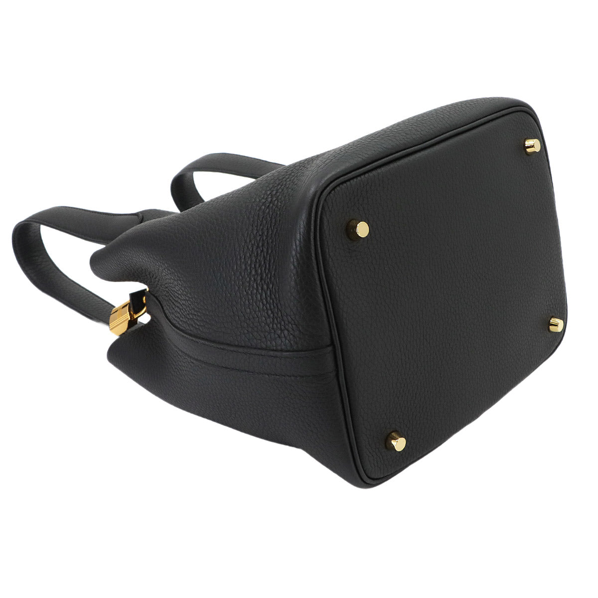 Picotin Lock MM Hand Bag Taurillon Clemence Black Purse