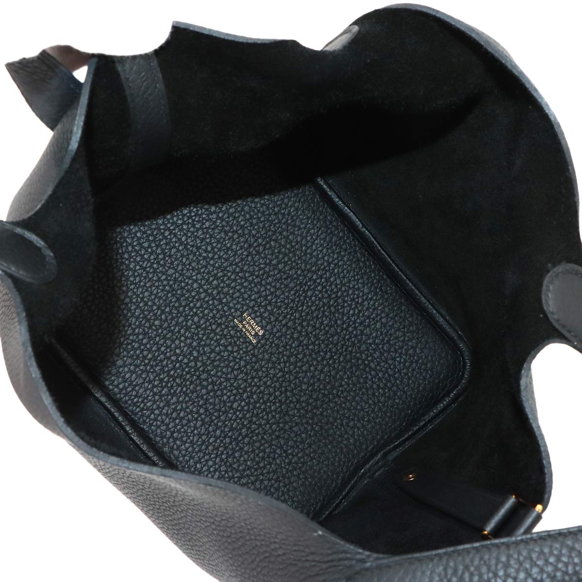 Picotin Lock MM Hand Bag Taurillon Clemence Black Purse