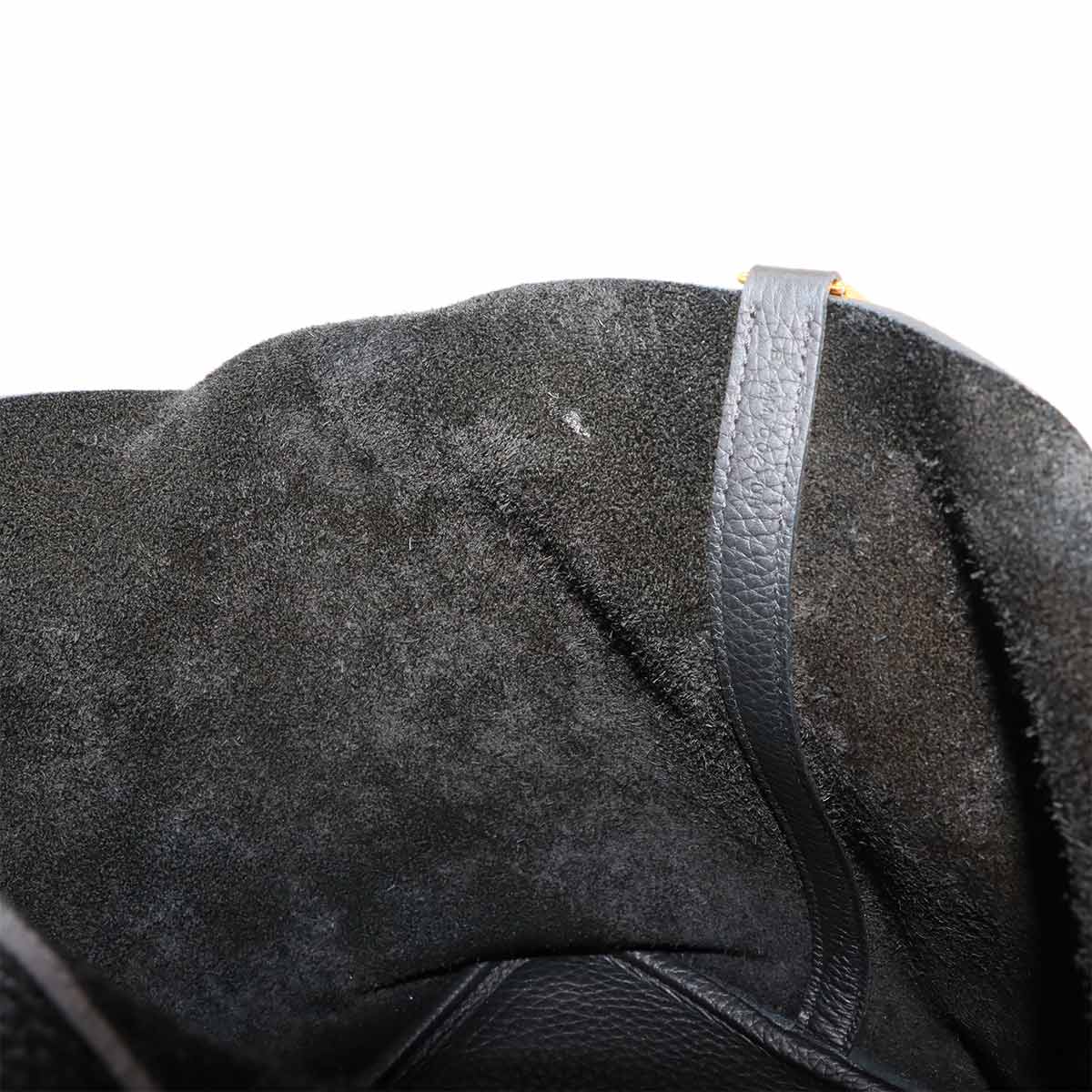 Picotin Lock MM Hand Bag Taurillon Clemence Black Purse
