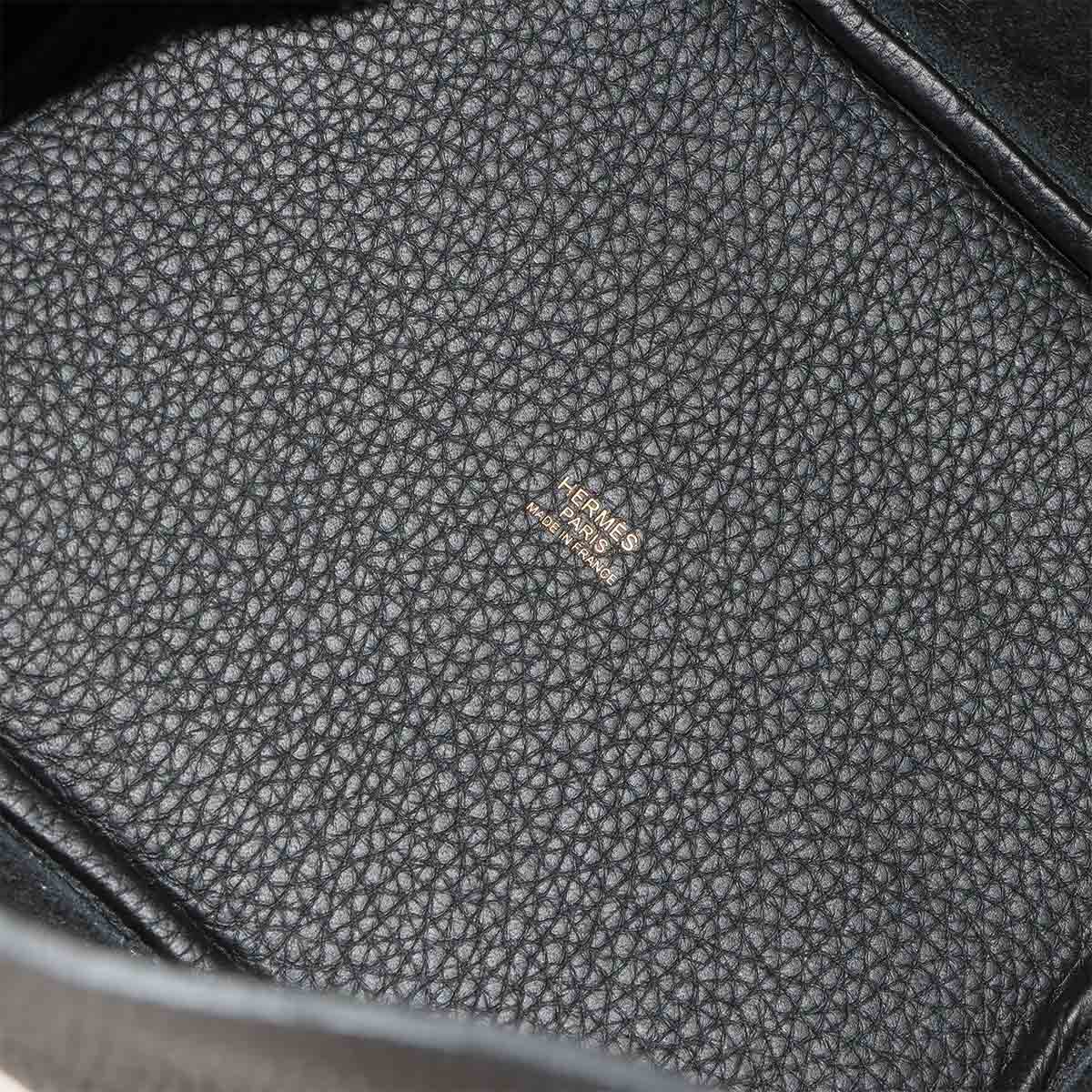 Picotin Lock MM Hand Bag Taurillon Clemence Black Purse