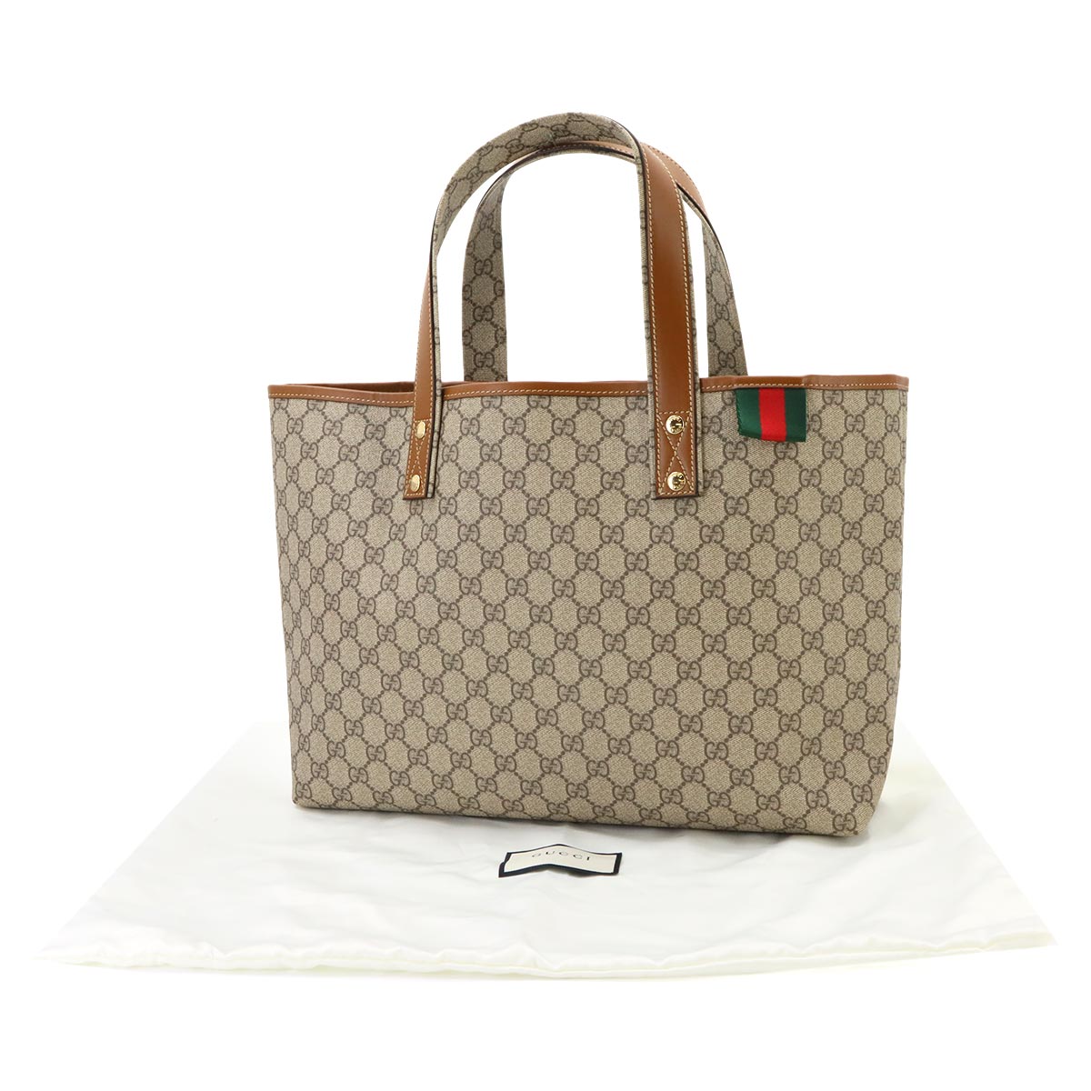 GG Supreme Tote Bag PVC Leather Beige Brown 211134 Purse