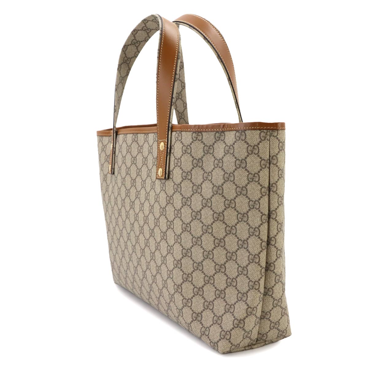 GG Supreme Tote Bag PVC Leather Beige Brown 211134 Purse