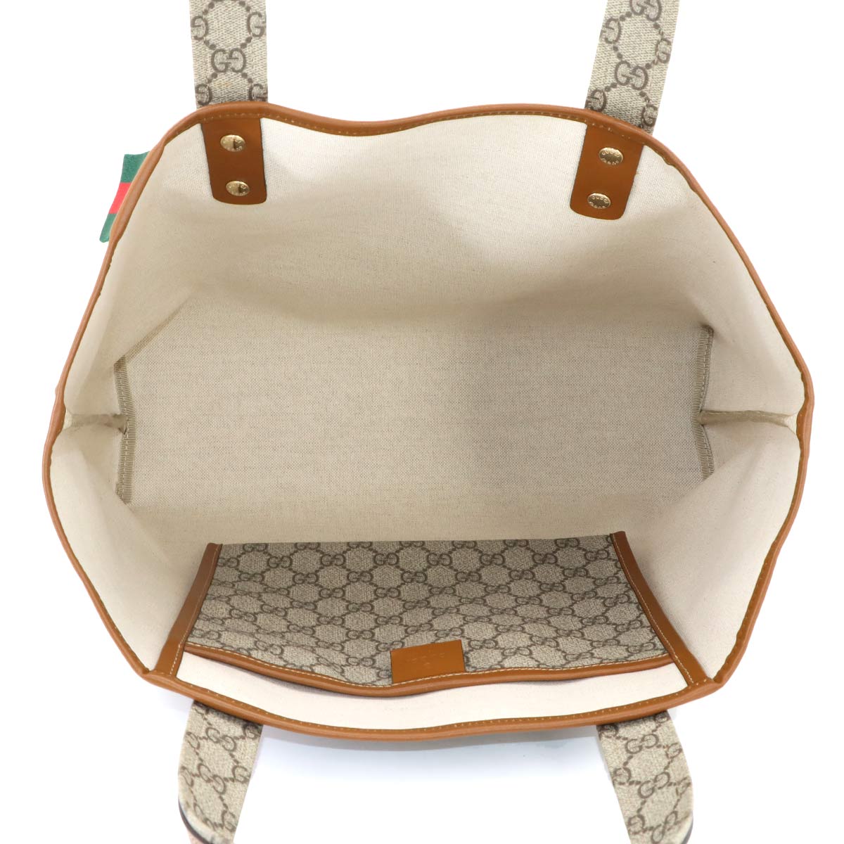 GG Supreme Tote Bag PVC Leather Beige Brown 211134 Purse