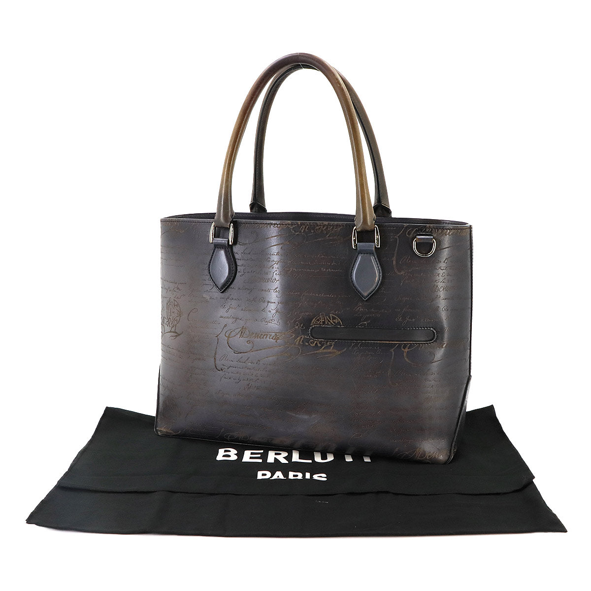Calligraphy Toujours Tote Bag Venezia Leather Gray Purse