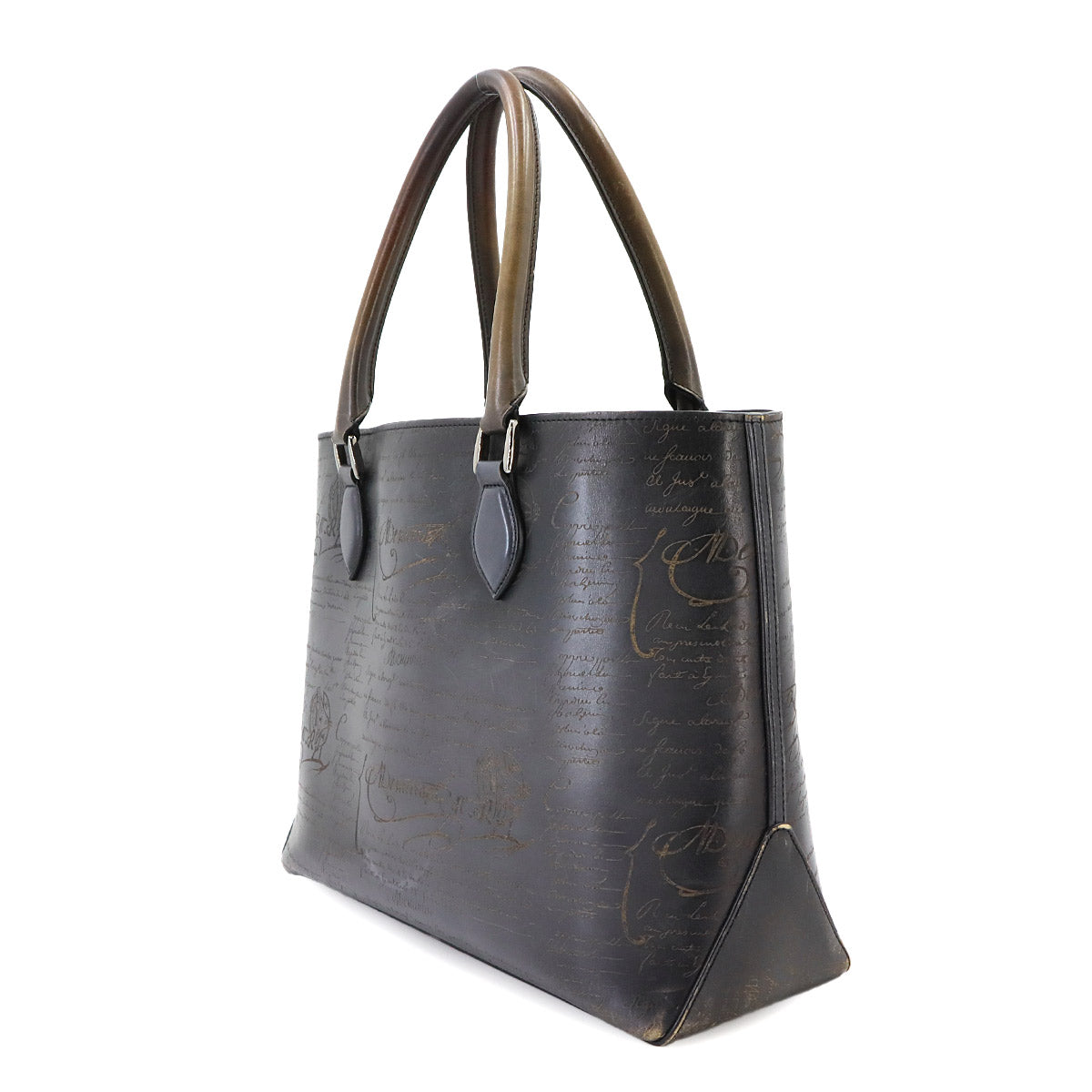Calligraphy Toujours Tote Bag Venezia Leather Gray Purse