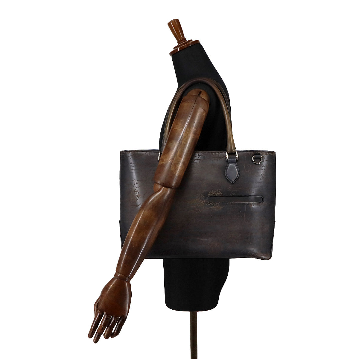 Calligraphy Toujours Tote Bag Venezia Leather Gray Purse