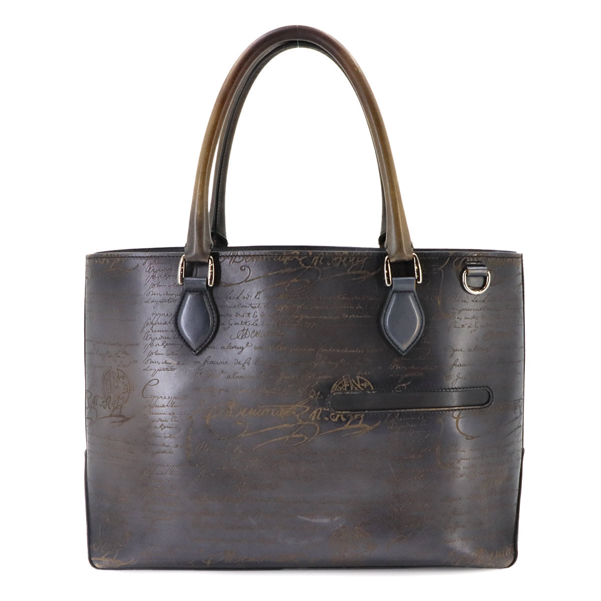 Calligraphy Toujours Tote Bag Venezia Leather Gray Purse