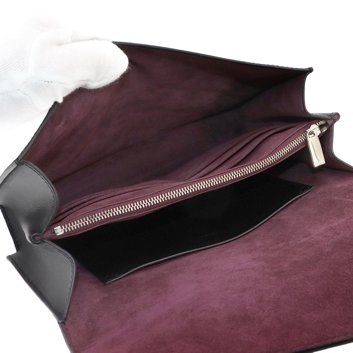 Jeanne Toussaint Chain Hand Bag Leather Black Purse