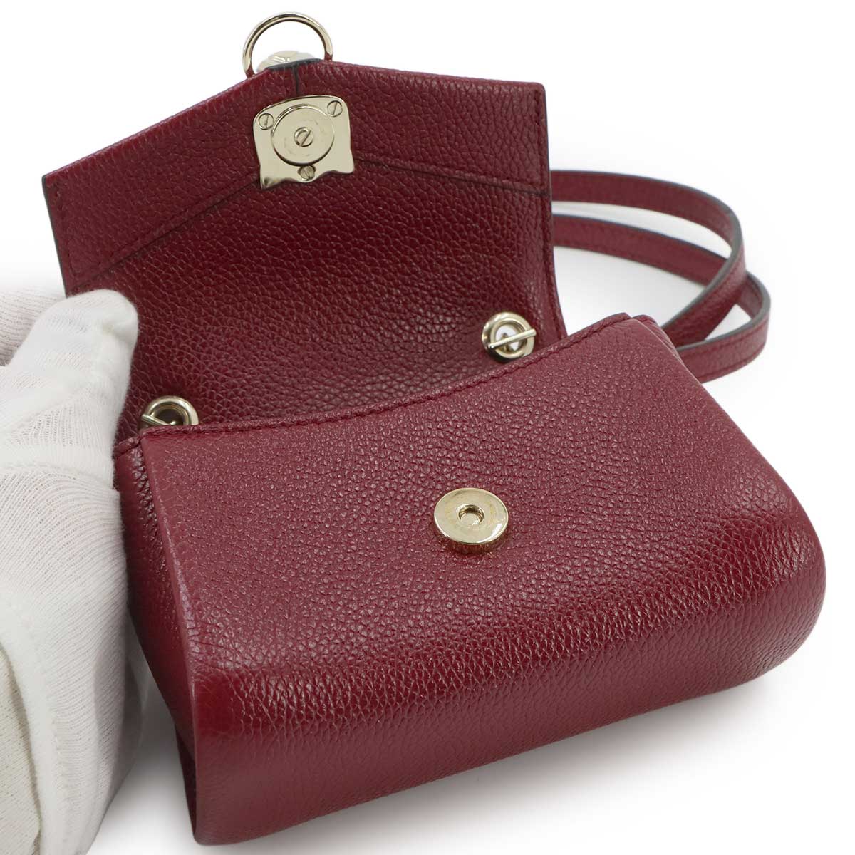 Panthere Micro Shoulder Bag Leather Bordeaux Red Purse