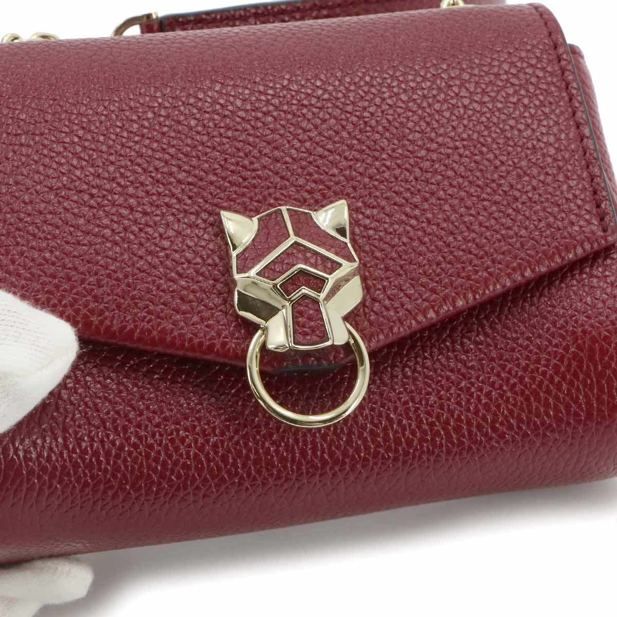 Panthere Micro Shoulder Bag Leather Bordeaux Red Purse