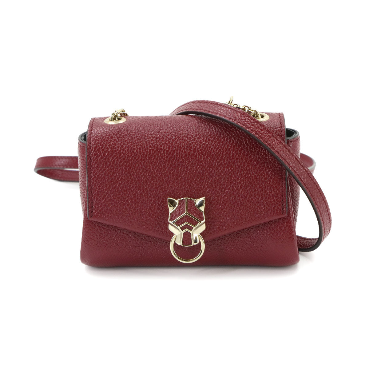 Panthere Micro Shoulder Bag Leather Bordeaux Red Purse