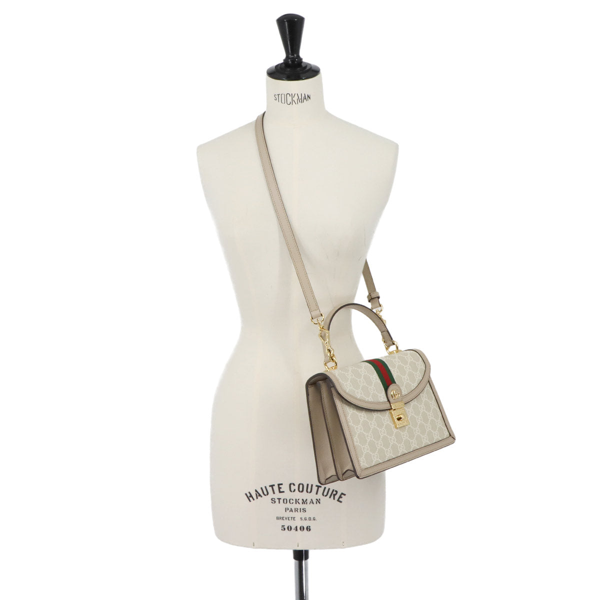 Ophidia Medium Top Handle Hand Shoulder Bag GG Canvas White