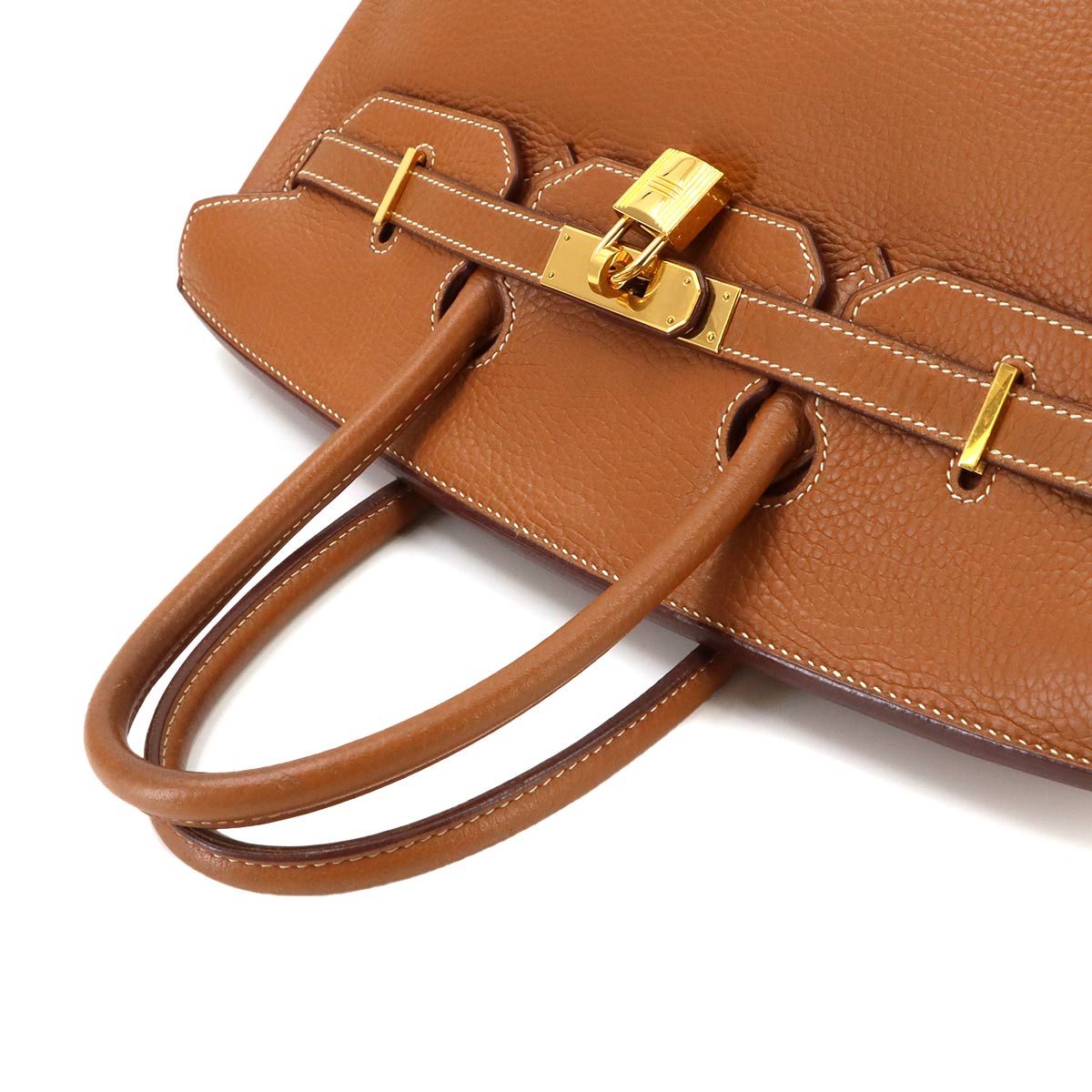 Birkin 35 Togo Gold Hand Bag Brown