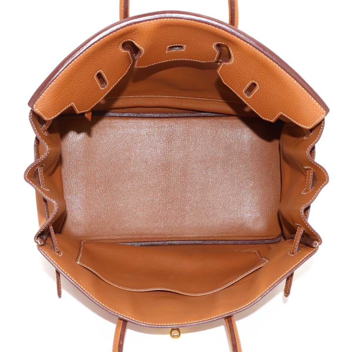 Birkin 35 Togo Gold Hand Bag Brown