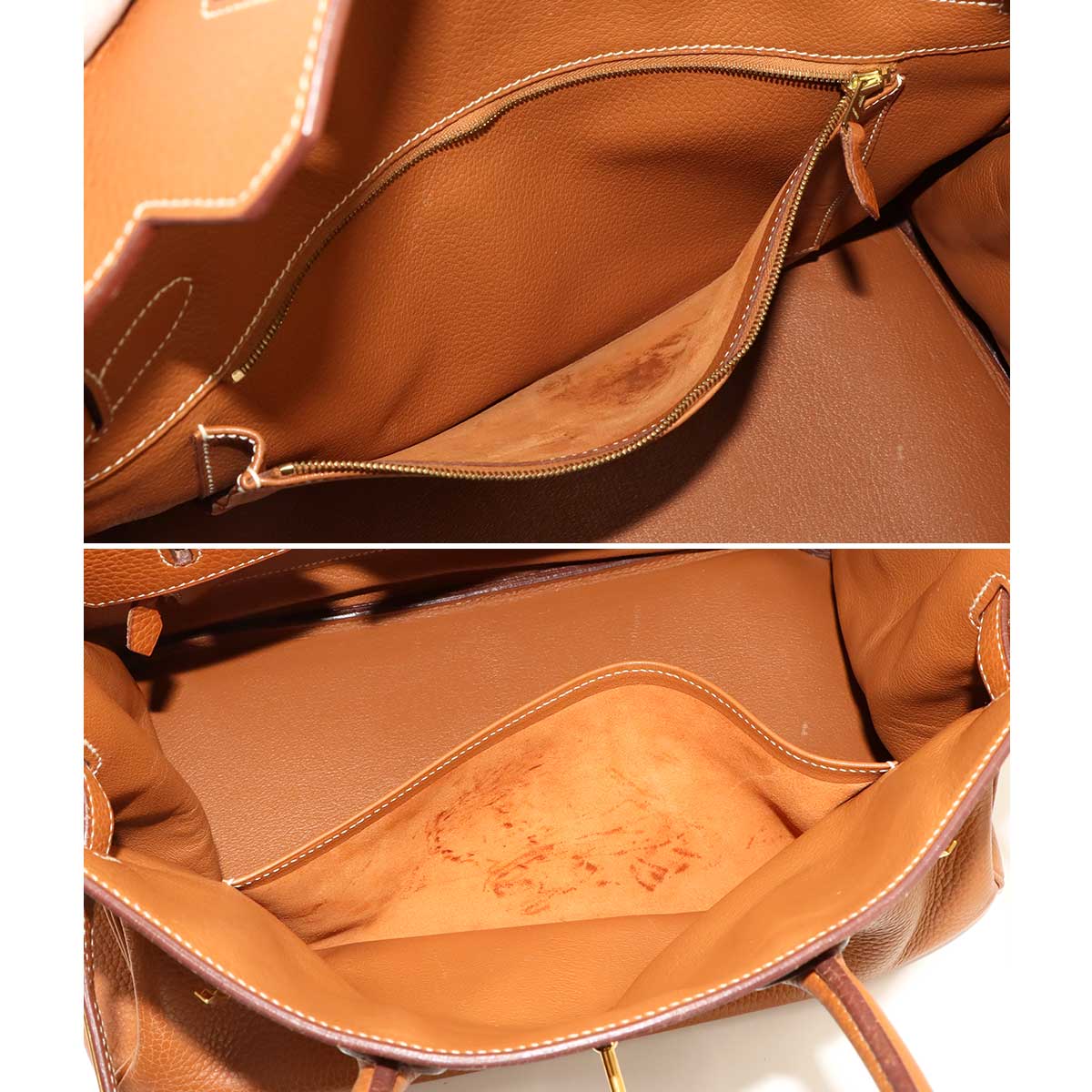 Birkin 35 Togo Gold Hand Bag Brown