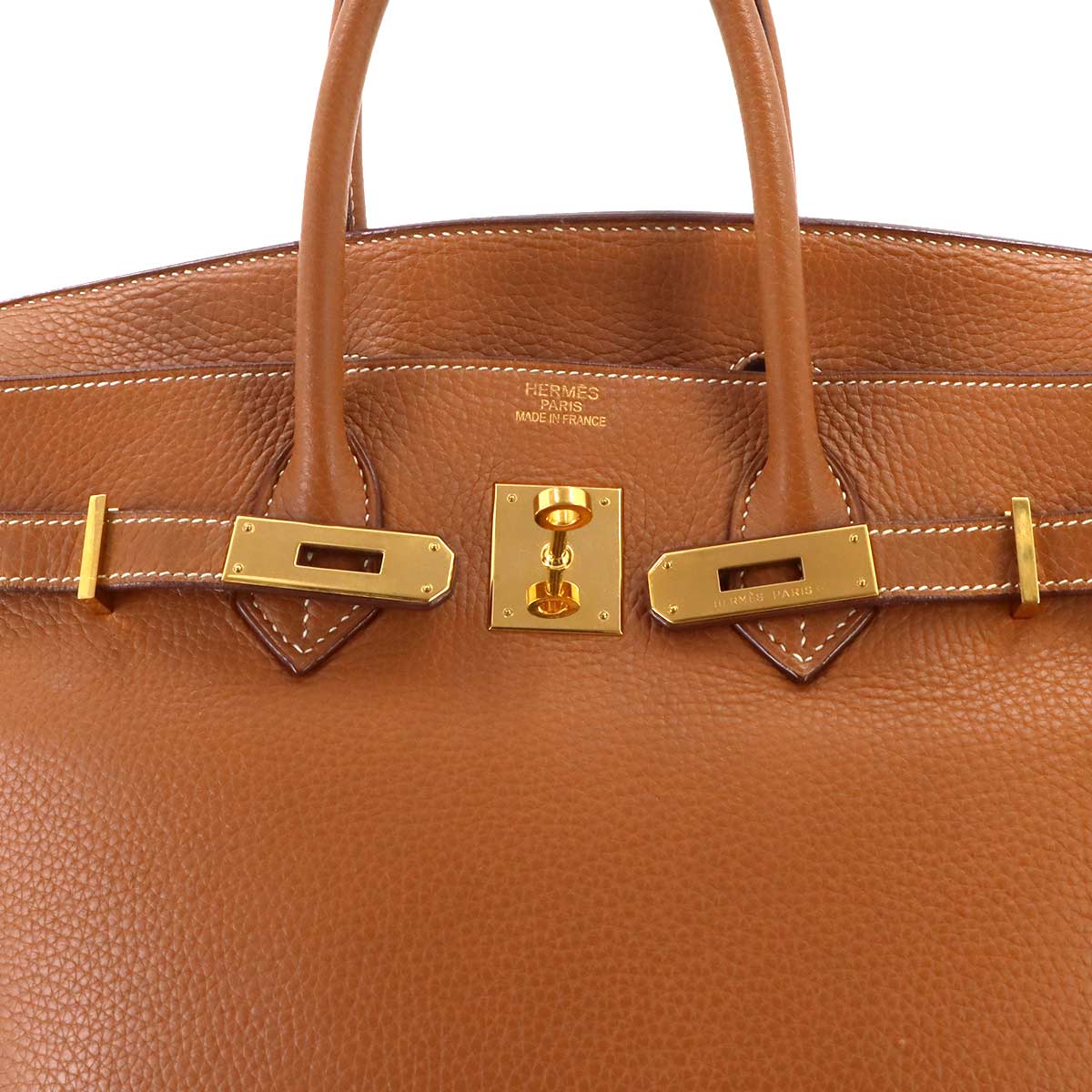 Birkin 35 Togo Gold Hand Bag Brown