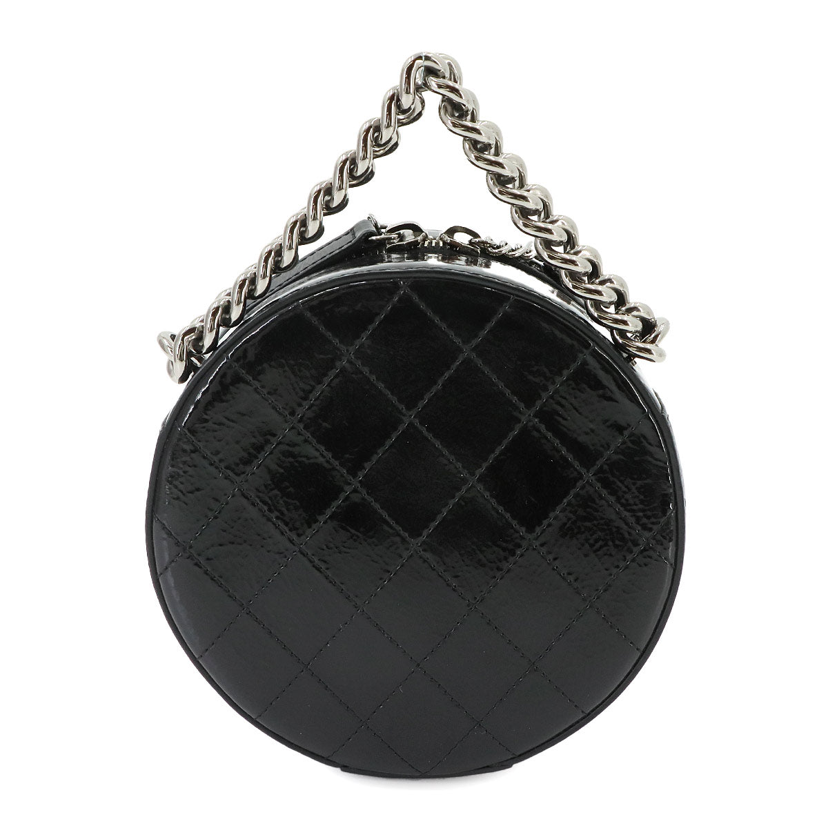 Matelasse Chain Hand Shoulder Bag Patent leather Black Purse