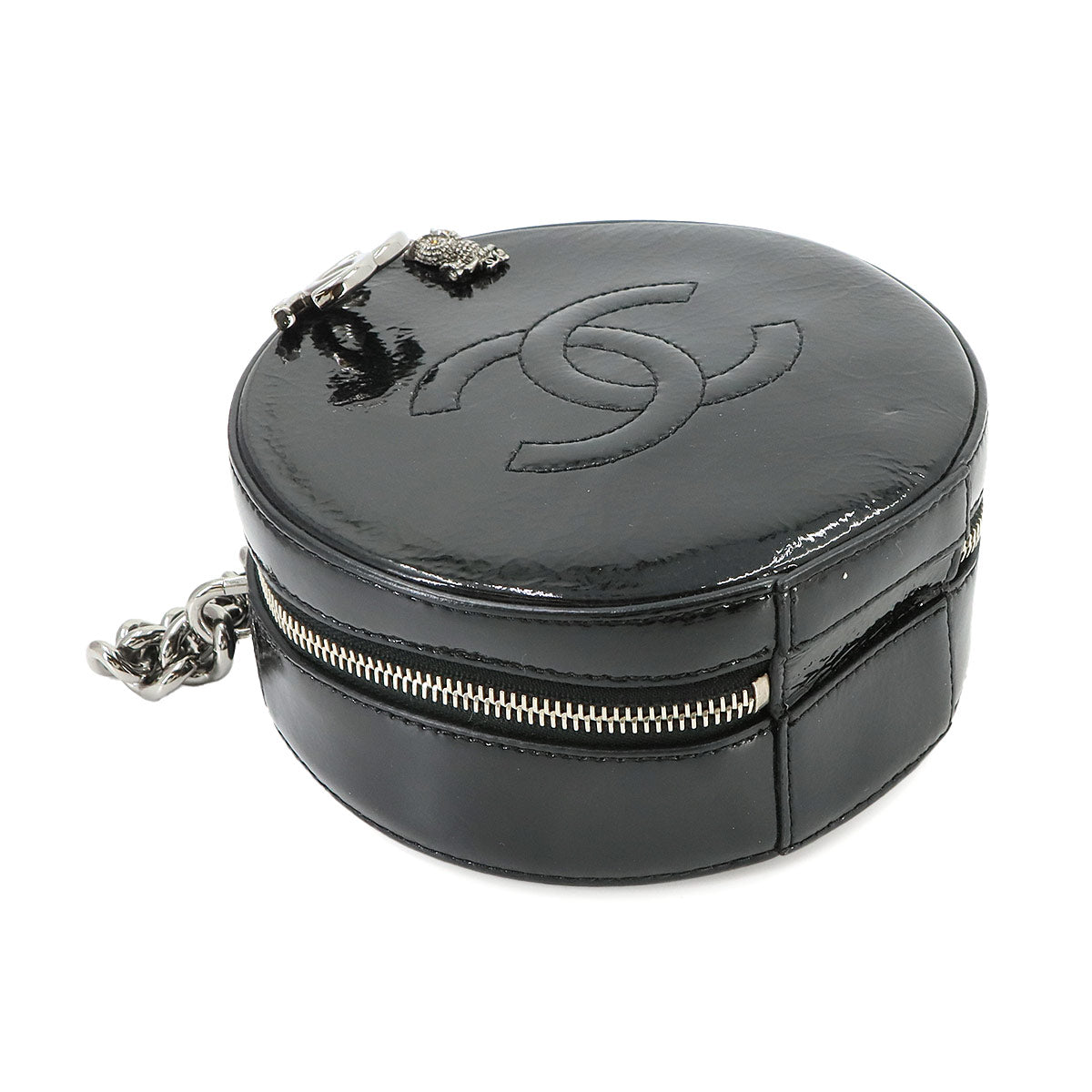 Matelasse Chain Hand Shoulder Bag Patent leather Black Purse
