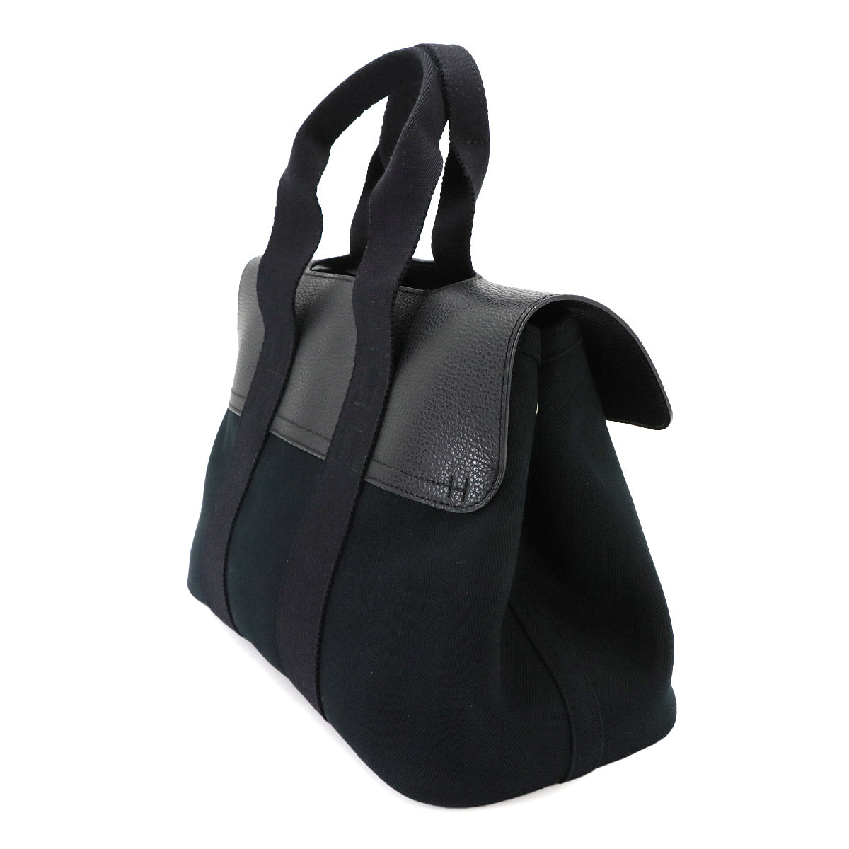 Valparaiso PM Hand Bag Toile Chevron Leather Black Purse