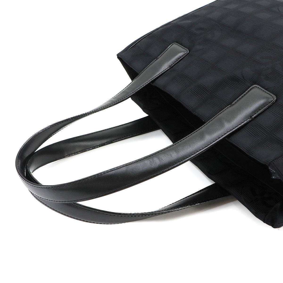 New Travel Line Tote PM Bag Nylon Jacquard Leather Black A20457