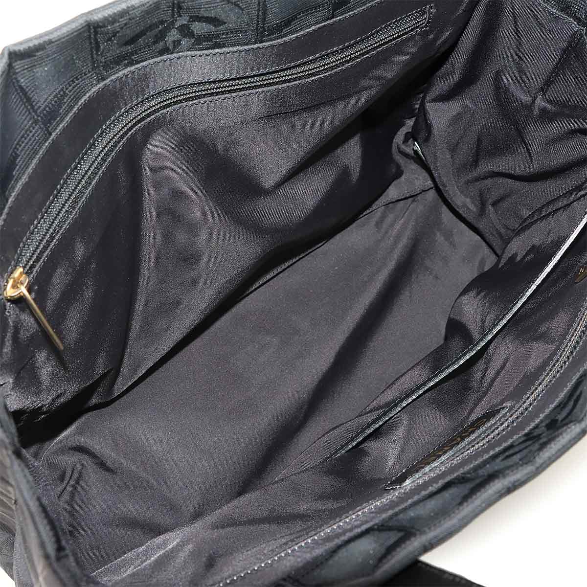 New Travel Line Tote PM Bag Nylon Jacquard Leather Black A20457