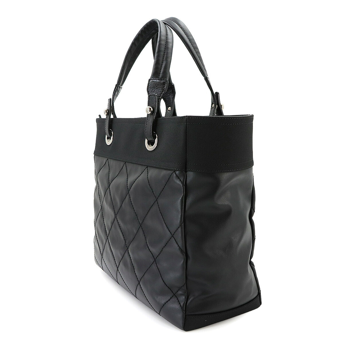 Paris Biarritz MM Tote Bag PVC Nylon Leather Black A34209