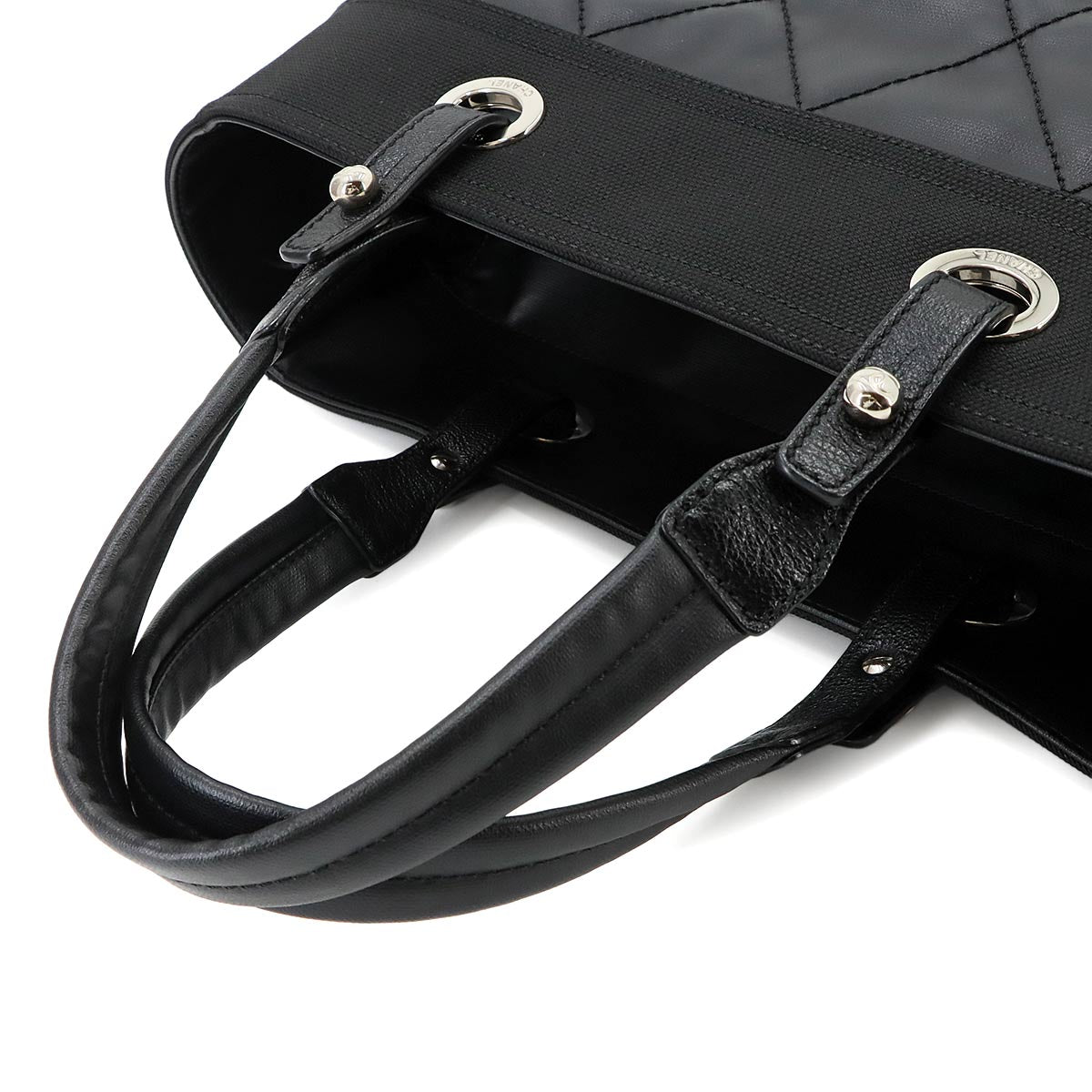 Paris Biarritz MM Tote Bag PVC Nylon Leather Black A34209