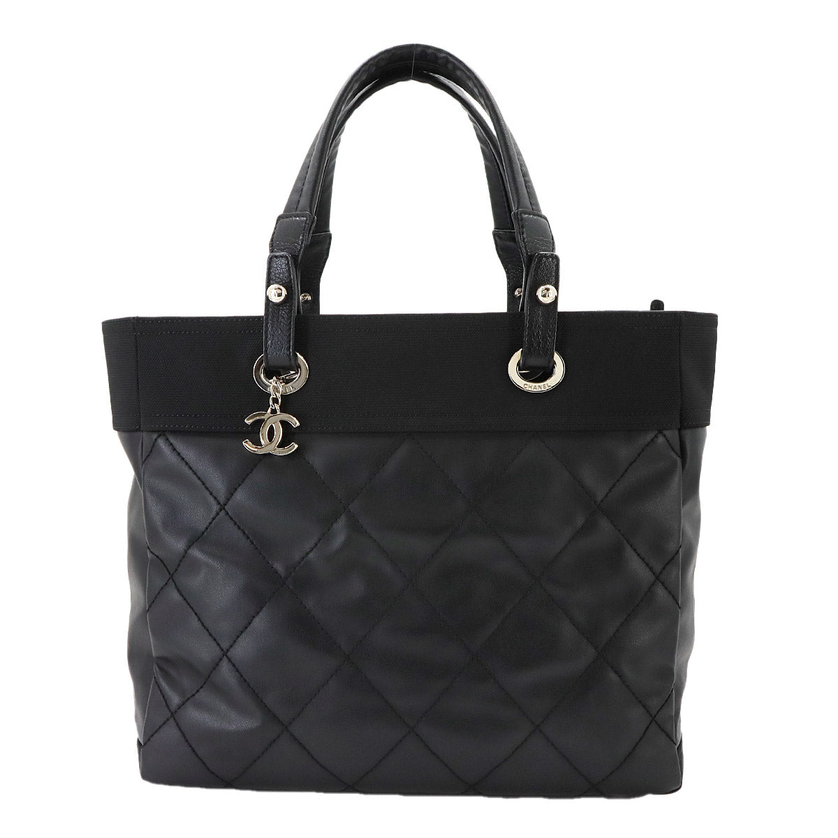 Paris Biarritz MM Tote Bag PVC Nylon Leather Black A34209